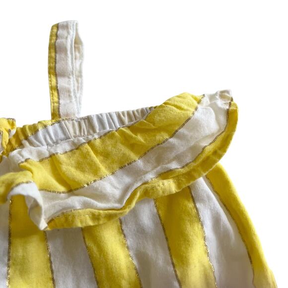 Carrement Beau Girls White Yellow Metallic Striped Summer Romper size 12 M - Picture 3 of 8